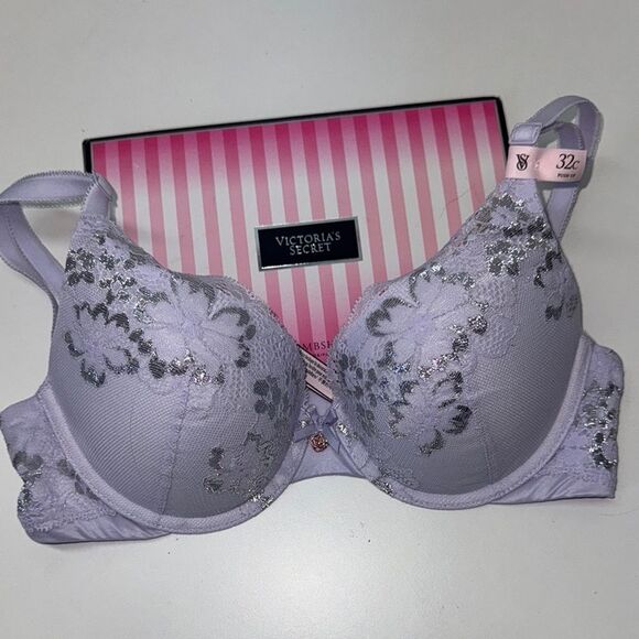 🔥Victoria's Secret Lavender Bra with Silver Accents 32C New - Picture 2 of 6